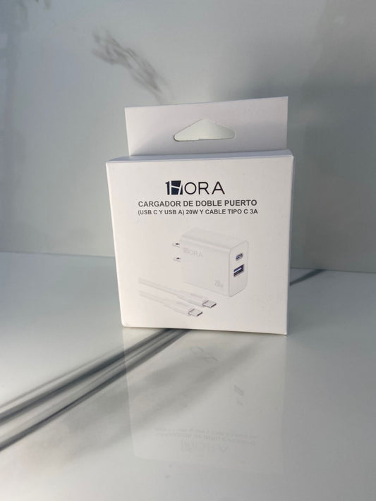Cargador de doble puerto USB Y C 20w