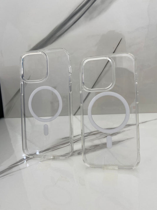 funda transparente con magsafe blanco