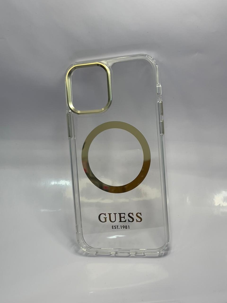 Funda Guess Magsafe Metal Outline Gold - Dcel Accesorios